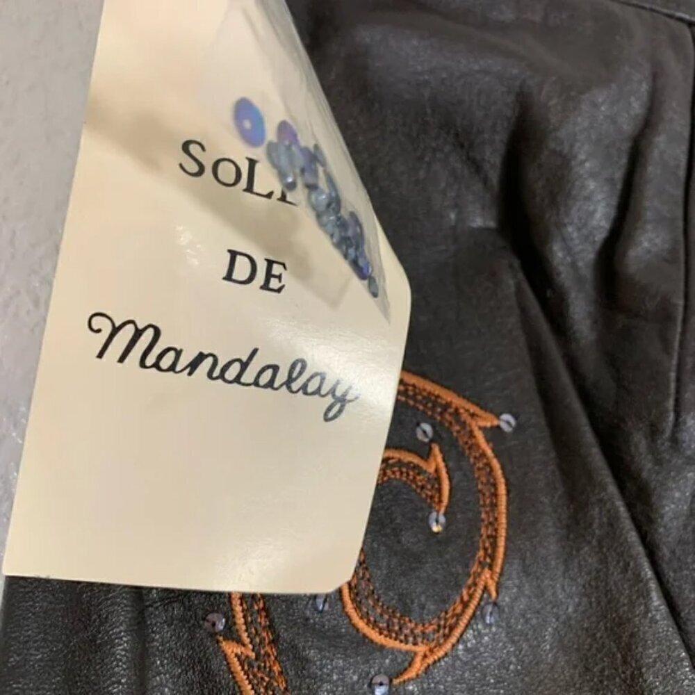 NEW Mandalay Leather Embroidered Wide Straight Leg Pants Size 6 - Picture 10 of 10